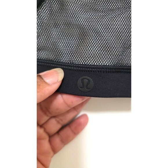 Lululemon Kaomi Women's Black Mesh Racerback Sports Bra Size 4 Sheer Design - Picture 4 of 5